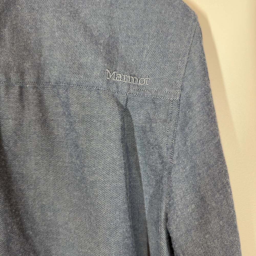 Marmot Men's Long Sleeve Shirt Blue Button Down Cotton Blend Size M - Picture 7 of 8